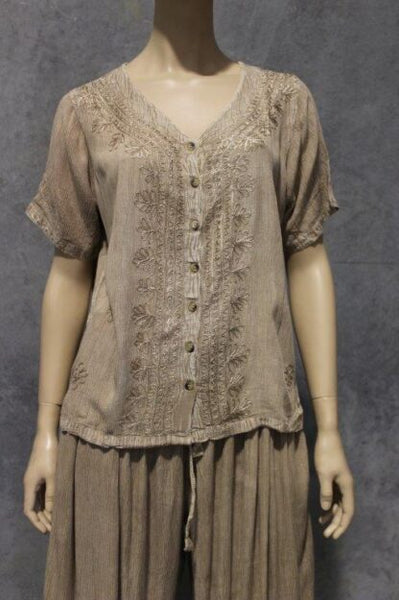 Nineties Crepe Button Top (Longer Hip Length) BACK IN