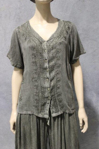 Nineties Crepe Button Top (Longer Hip Length) BACK IN