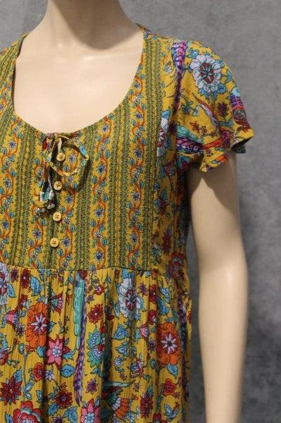 Lyrebird Bloom Crepe Babydoll Dress w Buttons