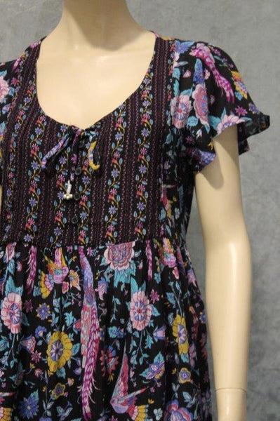 Lyrebird Bloom Crepe Babydoll Dress w Buttons