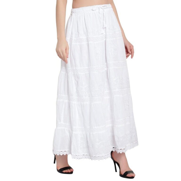 Cotton Voile Embroidered Skirt