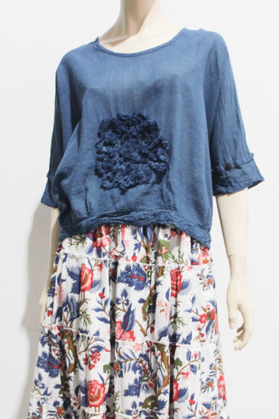 Cotton Flower Poncho Top #1 Small Flower