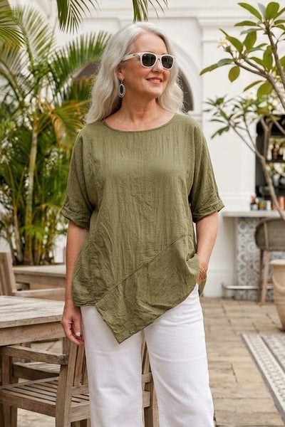 Cotton Diagonal Panel Top
