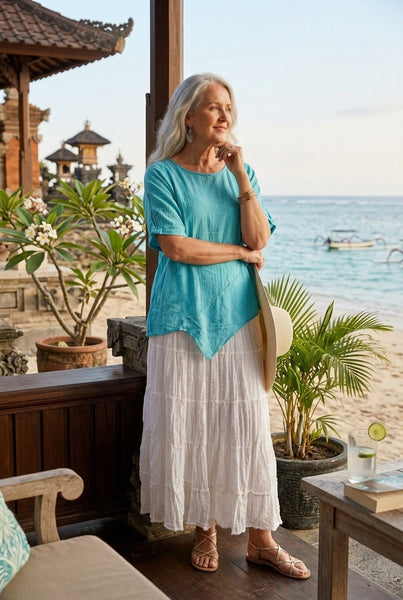 Cotton Diagonal Panel Top
