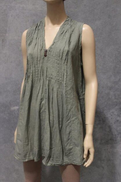 54016016 S-Hills 6016 Sleeveless Cotton Pintucked Blouse KNA
