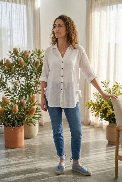 Cotton Resort Shirt w Hip Ties