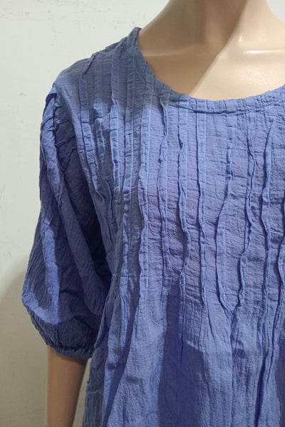 Puff Sleeve Cotton Pintucked Blouse