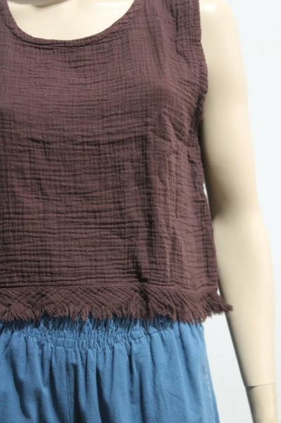 Cotton Cheesecloth Shell Top W Bias Trim