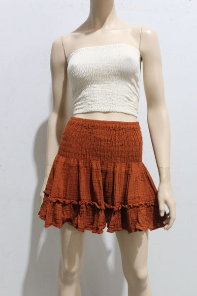 Cheesecloth Lambada Shirred Mini Skirt