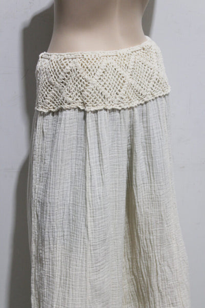 Cheesecloth Crochet Yoke Wide Leg Flares