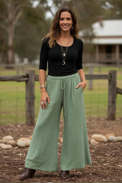 Cheesecloth Wide Leg Pants
