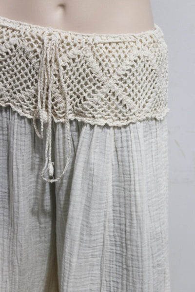Cheesecloth Crochet Yoke Wide Leg Flares