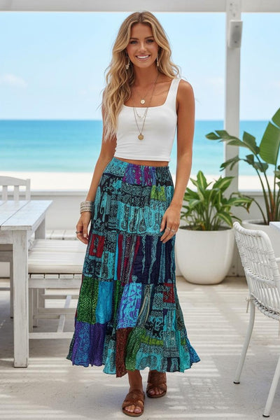 Overdyed Patch Rayon Skirt ASSORTED