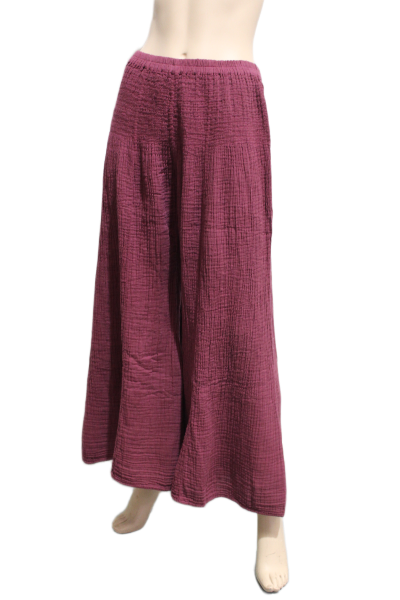 Cheesecloth Shirred Wide Leg Pants