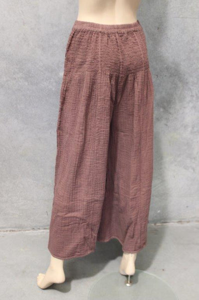 Cheesecloth Shirred Wide Leg Pants