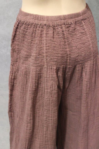 Cheesecloth Shirred Wide Leg Pants