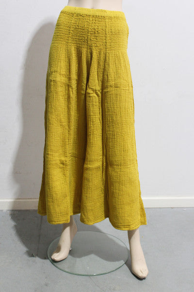 Cheesecloth Shirred Wide Leg Pants