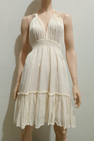 Calico Halter Midi Dress w Bias Ruffles (Copy)