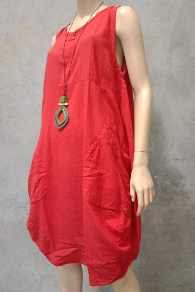 Cotton Balloon Dress W Pockets