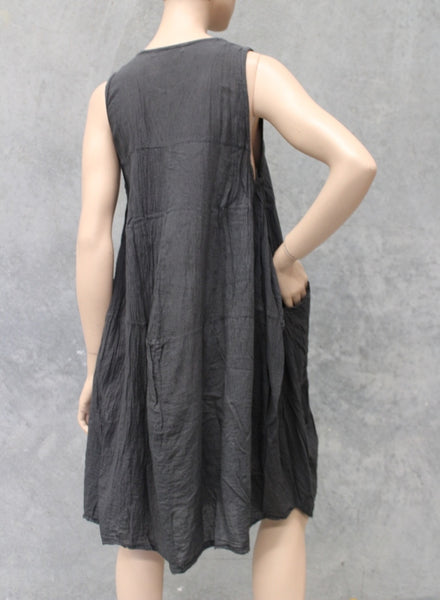 Cotton Balloon Dress W Pockets