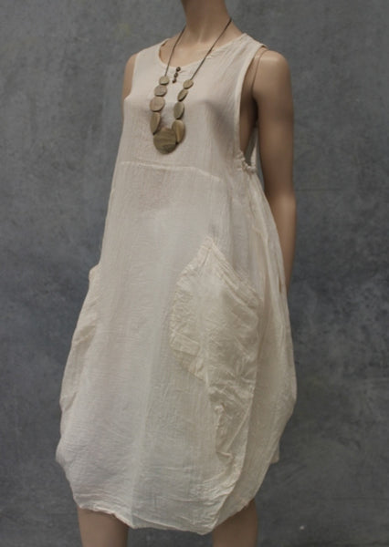 Cotton Balloon Dress W Pockets