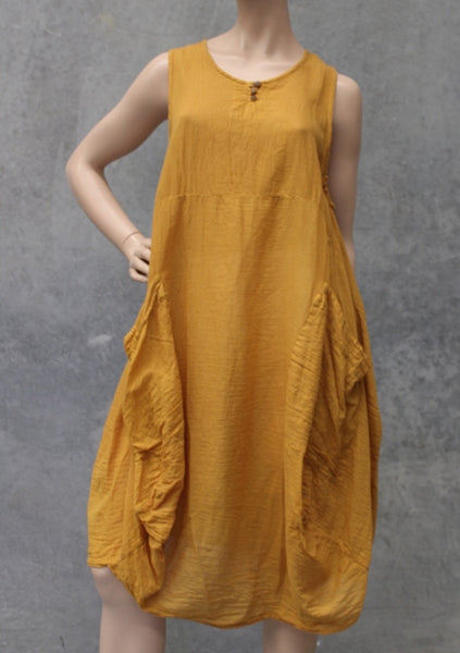 Cotton Balloon Dress W Pockets