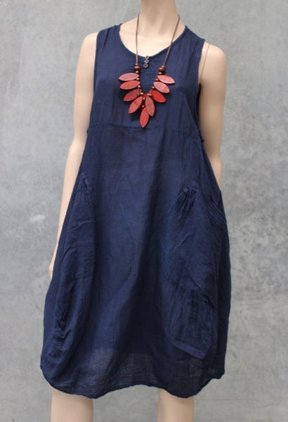 Cotton Balloon Dress W Pockets
