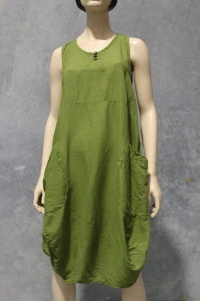 Cotton Balloon Dress W Pockets