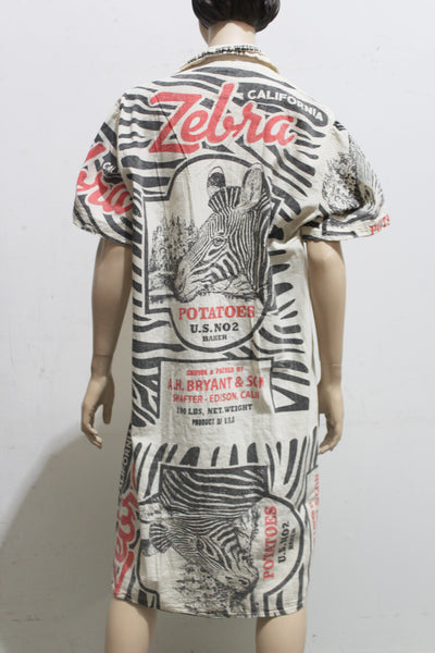 Flour Print Cotton Shirt Dress