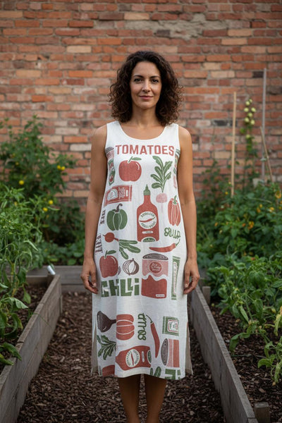 Flour Print Cotton Sleeveless Dress (4 Prints)