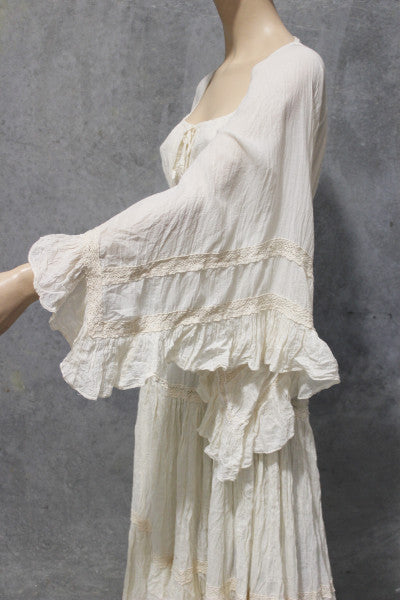 Angel Sleeve Calico Maxi Dress