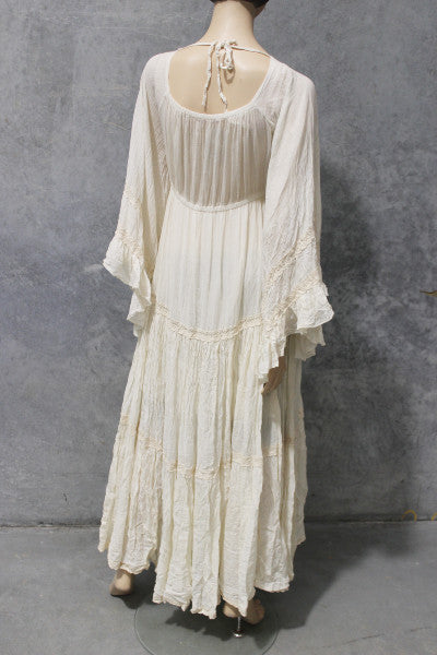 Angel Sleeve Calico Maxi Dress