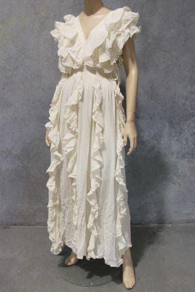 Calico Vertical Ruffle Maxi Dress