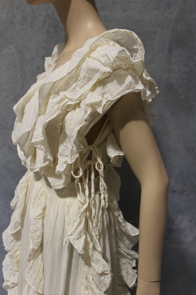 Calico Vertical Ruffle Maxi Dress
