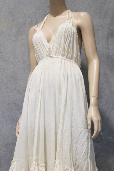 Calico Halter Midi Dress w Bias Ruffles