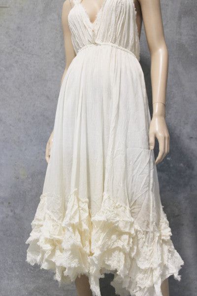 Calico Halter Midi Dress w Bias Ruffles