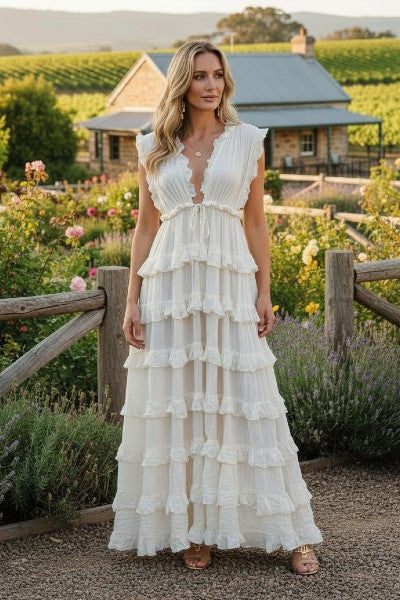 Bobby Cascade Circle Skirt Ruffle Maxi