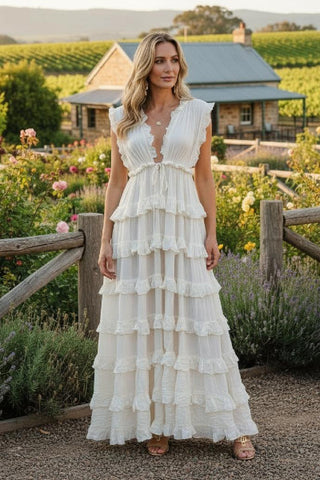 Bobby Cascade Circle Skirt Ruffle Maxi