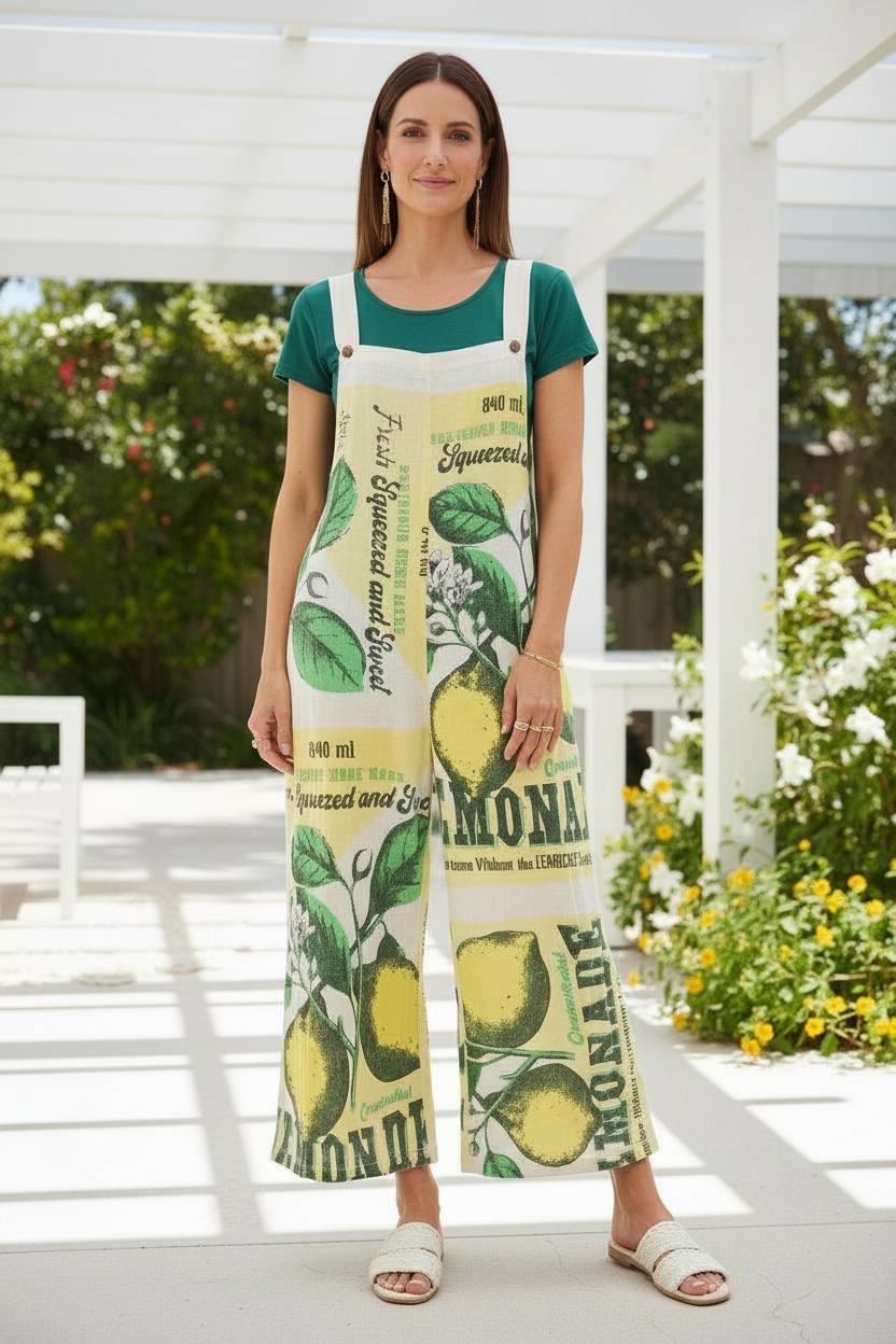 Flour Print Long Dungarees Jumspuit