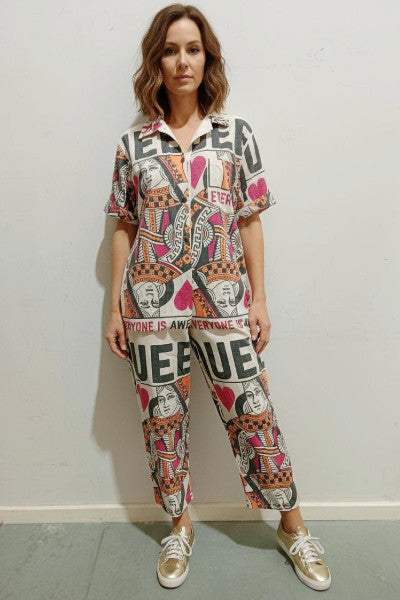 Flour Print Long Boilersuit