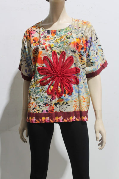 Portofino Cotton Voile Flower Applik Top