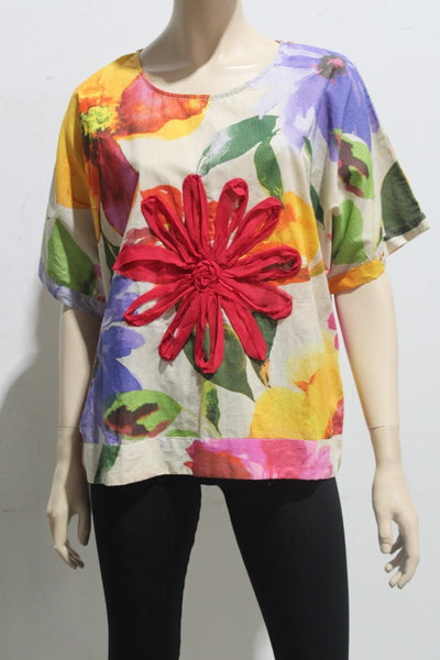 Portofino Cotton Voile Flower Applik Top