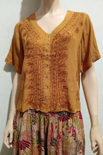 Nineties Crepe Button Top (Short/Waist Length) BACK IN LOTS OF COLOURS