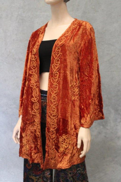 Into The Mystic Velvet Kimono Jacket w Braid Emb