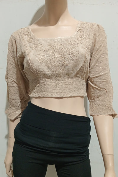 Midriff Embbroidered Peasant Blouse 4034 Style