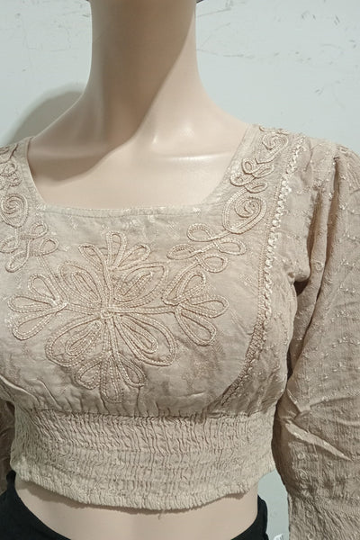 Midriff Embbroidered Peasant Blouse 4034 Style