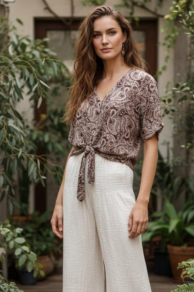 Cottage Crepe Tie Up Top