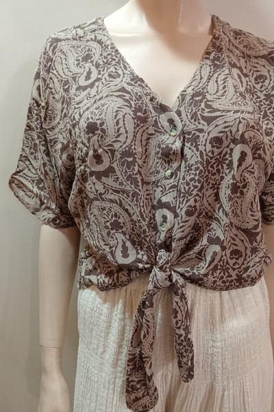 Cottage Crepe Tie Up Top