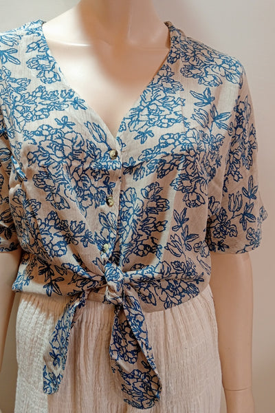 Cottage Crepe Tie Up Top