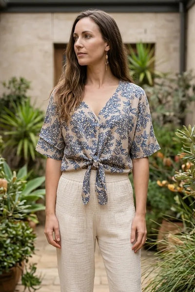 Cottage Crepe Tie Up Top